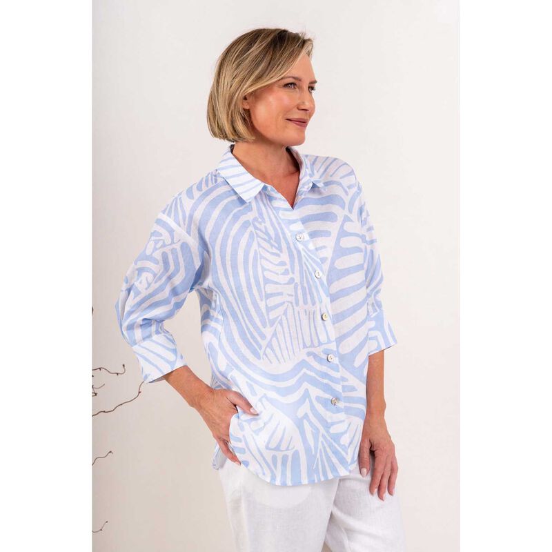 See Saw 100% Linen 3/4 Sl Shirt image number 1